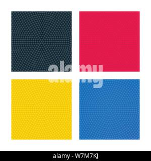 Colorful backgrounds with circular dotted textures. Abstract background set. Stock Vector