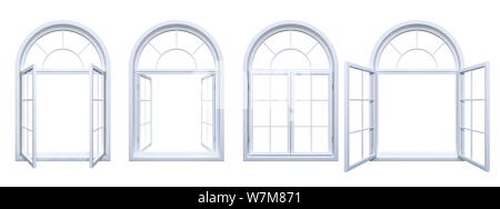 Collection of isolated white arched windows Stock Photo