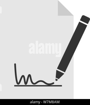 simple black and white signing document icon or symbol vector illustration Stock Vector