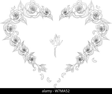 Download Floral heart. Valentines day adult coloring page. Vector ...