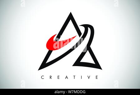 Z letter logo with Black and Red Monogram Swashes Design Vector ...