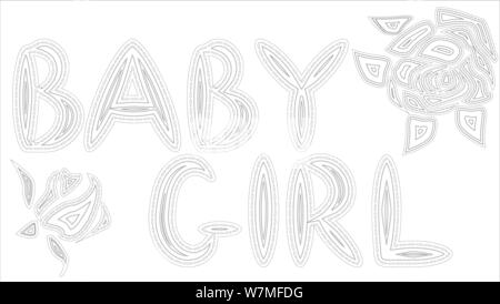 Coloring for adults and children. The inscription Baby Girl Stock Vector