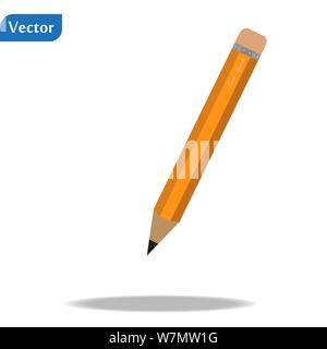 Orange pencil icon with eraser. Vector illustration eps10 Stock Vector