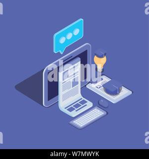 online education technology with tablet Stock Vector