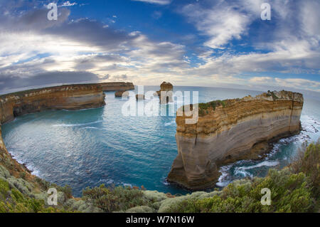 Eroded coastline near Loch Ard Gorge, Port Campbell National Park, Great Ocean Road, Victoria, Australia. February 2006. Stock Photo