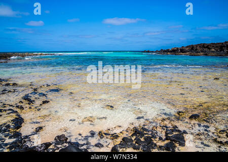 Spain, Lanzarote, Stunning white sand beach and turquiose water at cove near orzola Stock Photo