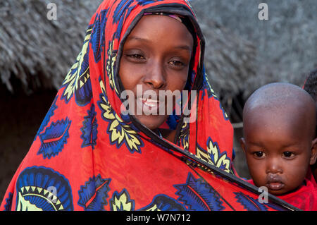 Daughter-in-law of village chief, Orma village, pastoralist tribe living in Tana River delta, Kenya, East Africa 2010 Stock Photo