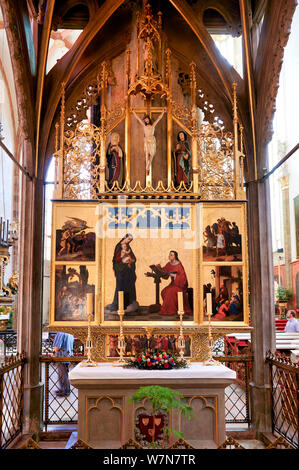 Prague Czech Republic. The interiors of the Gothic Church of Our Lady before Tyn in Old Town Square Stock Photo