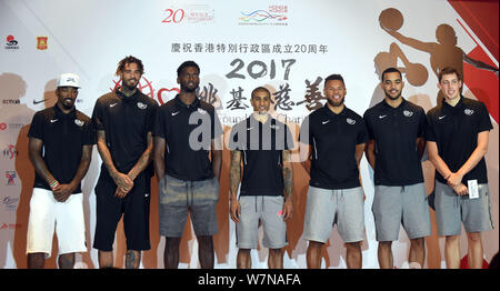 (From left)American basketball players Justin Anderson, Willie Cauley-Stein, Bobby Portis, Gary Payton II, Justin Anderson, and Canadian-American bask Stock Photo