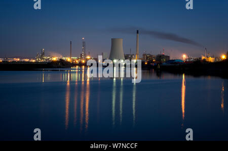 Ellesmere Port and the Manchester Ship Canal in the evening. Wirral, UK, January 2012. Stock Photo