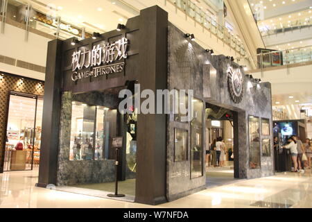 View of the Touring Exhibition of ''Games of Thrones'' at Plaza 66 shopping mall in Shanghai, China, 23 July 2017.   The Touring Exhibition of ''Games Stock Photo