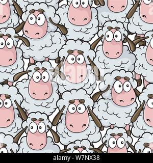 Sheep cartoon seamless pattern. Stock Vector