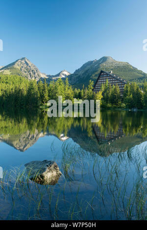 Strbske Pleso, a large glacial mountain lake and popular ski resort in the High Tatras, Slovakia. June 2012. Stock Photo