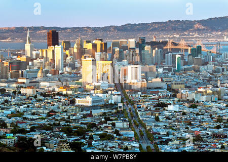 City skyline viewed from Twin Peaks, San Francisco, California, USA 2011 Stock Photo