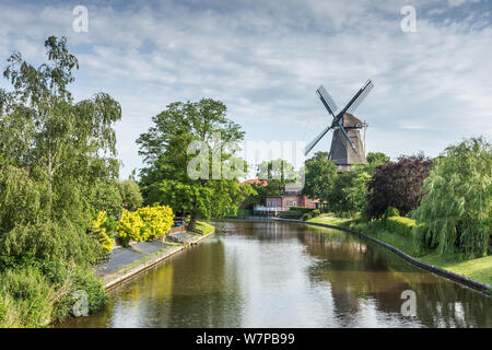 Hinte windmill, East Frisia, Lower Saxony, Germany Stock Photo