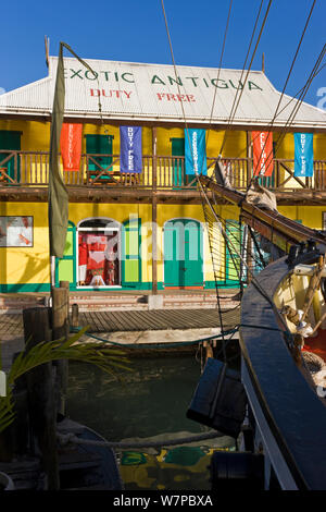 Heritage Quay shopping district in St. John's, Antigua, Antigua and Barbuda, Leeward Islands, Lesser Antilles, Caribbean, West Indies, 2012 Stock Photo