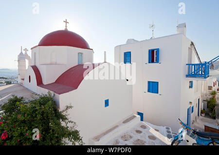 Traditional white Church, Mykonos (Hora), Cyclades Islands, Greece, 2010 Stock Photo