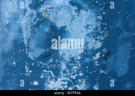 plastered wall that is painted in blue, nice texture and background Stock Photo