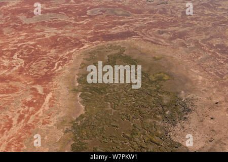 Aerial of Sturt Stoney Desert with gibber rocks. Gibber rocks are millions of years wind and water weathered chalcedonised sandstone with a hardened crust of soil cemented silica, iron and manganese, Australia. June 2011 Stock Photo