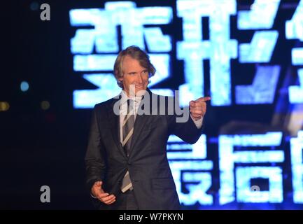 American director Michael Bay attends a premiere for his movie 'Transformers: The Last Knight' in Guangzhou city, south China's Guangdong province, 13 Stock Photo