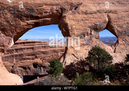 'Partition Arch' in the Devils Garden section of Arches National Park. Utah, October 2012. Stock Photo