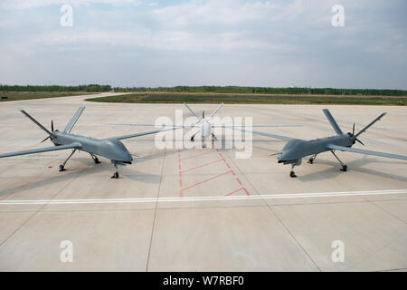 Cai Hong-4 (CH-4) unmanned aerial vehicles (UAVs) developed by designed and built by China Academy of Aerospace Aerodynamics (CAAA, also known as the Stock Photo