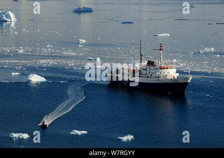 Antarctic cruise liner  'MV Ushuaia' Neko Harbour, Andvord Bay. Antarctic Peninsula, Antarctica Stock Photo