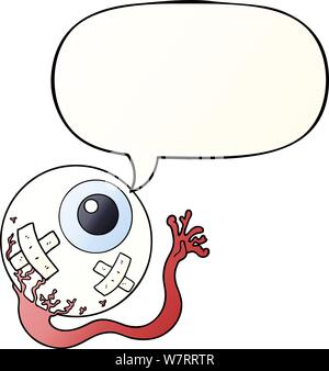 cartoon injured eyeball with speech bubble in smooth gradient style Stock Vector