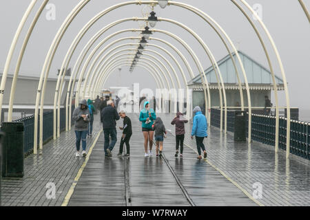 Southport, Merseyside. 7th Aug 2019. UK Weather: Blustery showery day at the coast with a forecast for strong winds and heavy showers later.  Credit: MediaWorldImages/17�Թ����� Live News Stock Photo