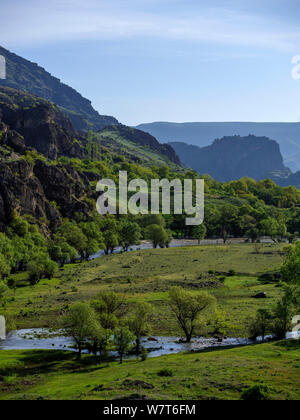 Valley of River Mktwari-Kura near Cave city Vardzia, Aspindsa, Samzche-Dschawacheti,  Georgia, Europe Stock Photo