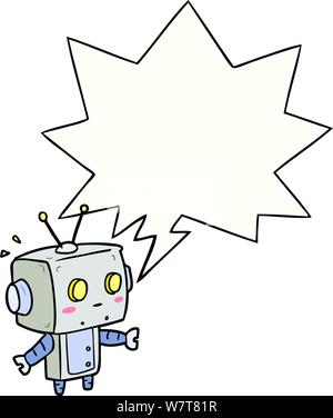 cute cartoon surprised robot with speech bubble Stock Vector