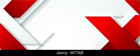 Red and white geometric corporate banner design. Vector background Stock Vector