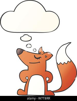 cartoon fox with thought bubble in smooth gradient style Stock Vector
