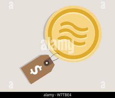 price value of libra crypto currency. Dollar tag money exchange rate. Stock Vector