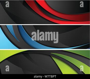 Bright abstract corporate wavy web banners design. Vector headers background Stock Vector