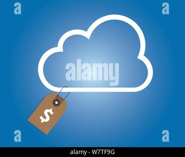 cloud service pricing dollar price tag money symbol online technology Stock Vector