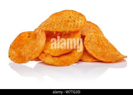 Round corn chips isolated on white background Stock Photo