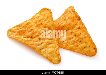 Corn tortilla chips isolated on white background Stock Photo