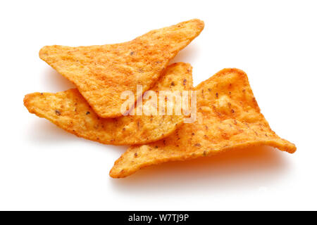 Corn tortilla chips isolated on white background Stock Photo