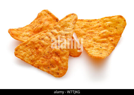 Corn tortilla chips isolated on white background Stock Photo