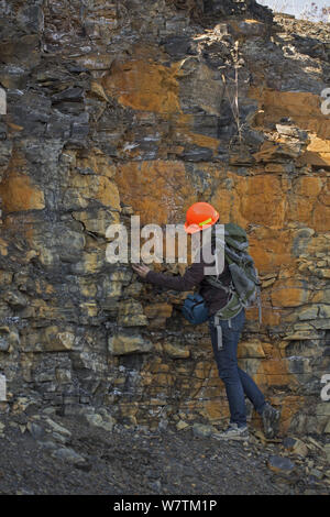 marcellus quantities shale huge rock source gas natural alamy investigating fracking near october york usa man