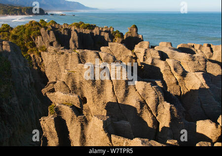 Pancake Rocks, Punakaiki, South Island, New Zealand, February 2009. Stock Photo