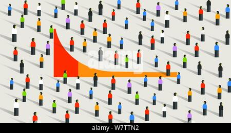 Simple chart of Long tail marketing theory for business strategy,vector illustration of crowd Stock Vector