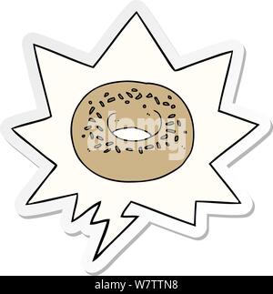 cartoon donut with speech bubble sticker Stock Vector