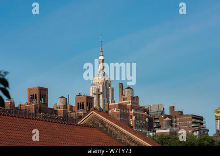 Downtown New York, view of the Chelsea skyline in Manhattan with the Empire State building visible in the distance, New York City, USA Stock Photo