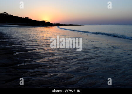 Sunset on the beach of the island of Poilao, Guinea-Bissau, December 2013. Stock Photo