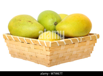 ataulfo mango in the basket isolated on white Stock Photo