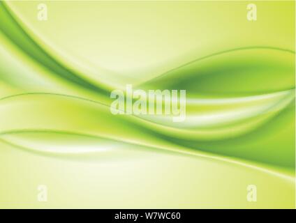 Bright green abstract smooth soft waves background. Vector design Stock Vector