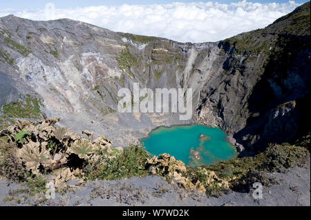 Caldera and crater lake of the Irazu volcano, the highest volcano of Costa Rica (3432 m), February Stock Photo