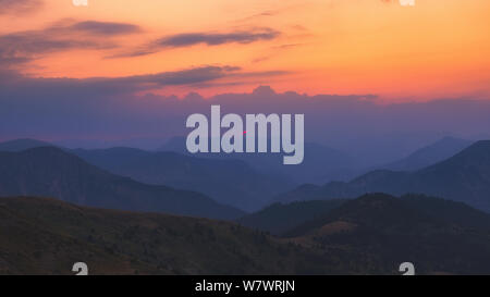 Colorful sunset on Agrafa mountains Stock Photo